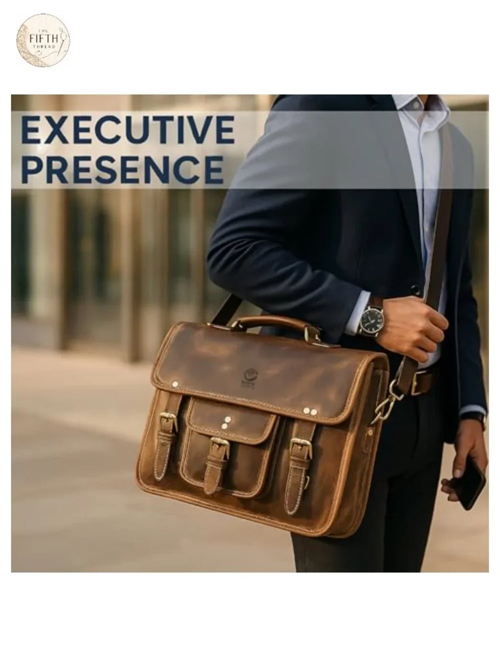 Leather Messenger Bag for Men - 16 Inch Laptop Briefcase, Office Satchel,